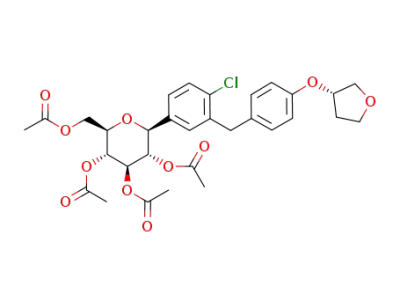 (2R,3R,4R,5S,6S)-2-(acetoxymethyl)-6-(4-chloro-3-(4-(((S)-tetrahydrofuran-3-yl)oxy)benzyl)phenyl)tetrahydro-2H-pyran-3,4,5-trityl triacetate