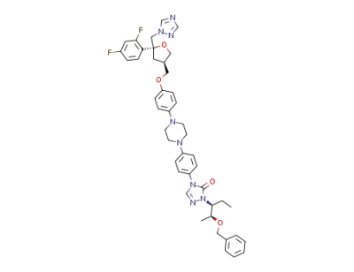 4-(4-(4-(4-(((3R,5R)-5-((1H-1,2,4-triazol-1-yl)methyl)-5-(2,4-difluorophenyl)tetrahydrofuran-3-yl)methoxy)phenyl)piperazin-1-yl)phenyl)-1-((2S,3S)-2-(benzyloxy)pentan-3-yl)-1H-1,2,4-triazol-5(4H)-one